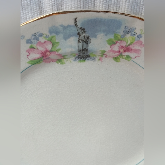 Saxon China 4 piece 1920s 1930s Statue of Liberty Bowl Plate and tea cups - Picture 9 of 13